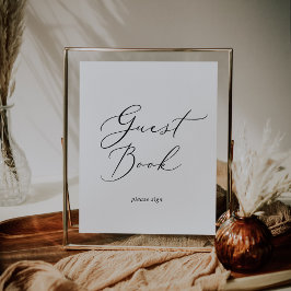 Delikat Black Calligraphy Guest Bok-tecken Poster
