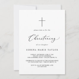 Delikat Black Calligraphy Kor Christening Inbjudningar