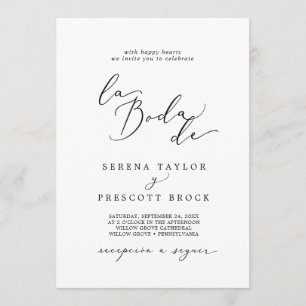 Delikat Black Calligraphy La Boda De Bröllop Inbjudningar