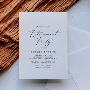 Delikat Black Calligraphy Pension Party Inbjudningar