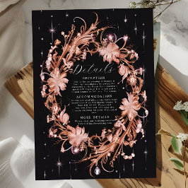 Delikat Black Ornate Blommigt Bröllop Tilläggskort