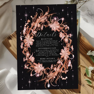 Delikat Black Ornate Blommigt Bröllop Tilläggskort