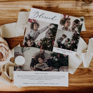 Delikat blankt 4-fotojulklapp julkort
