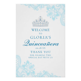 Delikat blått Snöre Quinceanera Välkomsttecken Perfect Poster