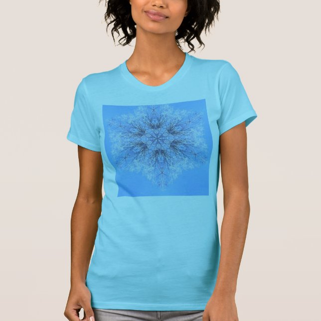 Delikat blåttSnowflakeFractal Tröja (Framsida)