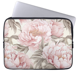 Delikat Blek Rosa Peony Electronics Bag Laptop Fodral