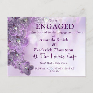 Delikat Blek Violet Orchid Engagage Inbjudan Vykort