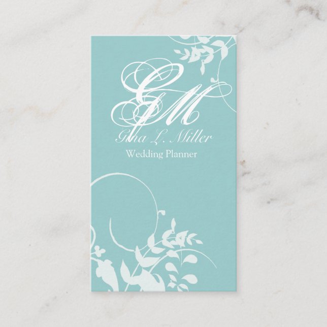 Delikat blom- Planner för kvinnaMonogramhändelse Visitkort (Framsida)