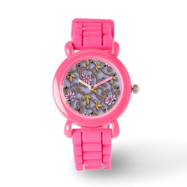 Delikat blommigt arabesque japanese mönster armbandsur (Framsida)