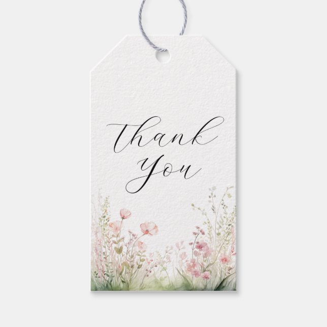 Delikat Blommigt Bröllop Tack Presentetikett (Framsidan)