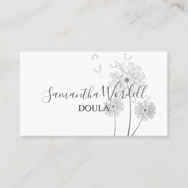 Delikat Blommigt Illustration Doula Birth Midfru Visitkort (Framsida)
