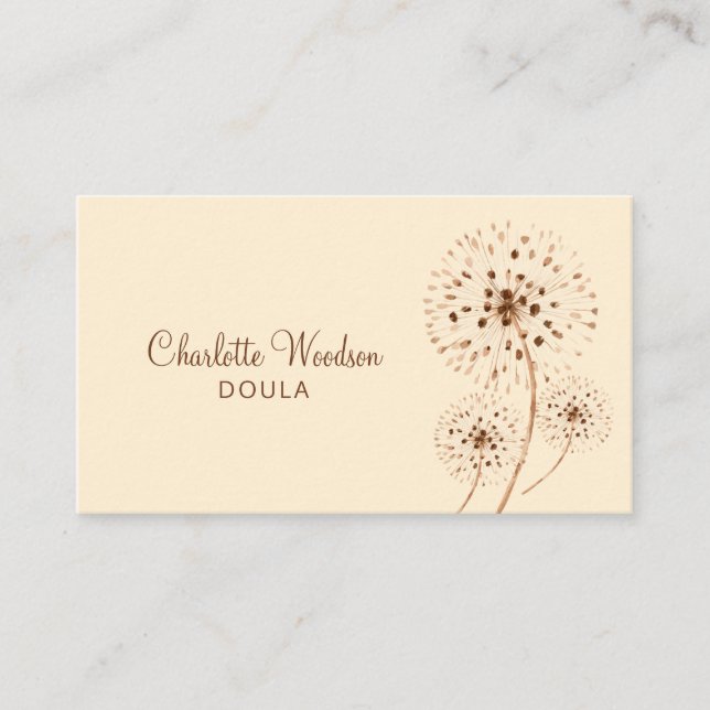 Delikat Blommigt Illustration Doula Birth Midfru Visitkort (Framsida)