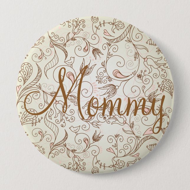 Delikat Blommigt Mamma Button Knapp (Framsida)