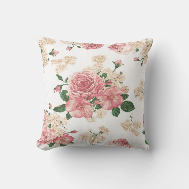 Delikat blommigt, rosa ros kudde (Framsida)