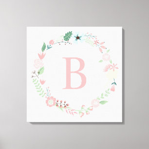 Delikat Blommigt Utandning Monogram Canvastryck