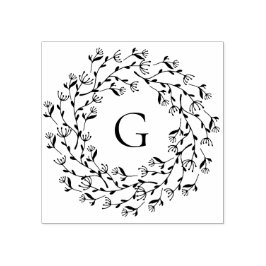 Delikat Blommigt Utandning Monogram Stämpel