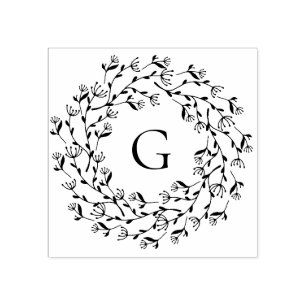 Delikat Blommigt Utandning Monogram Stämpel