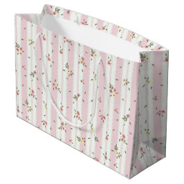 Delikat Blommönster Rosa Large Gift Bag