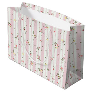 Delikat Blommönster Rosa Large Gift Bag