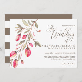 Delikat Bloom typography rustik bröllop Inbjudningar