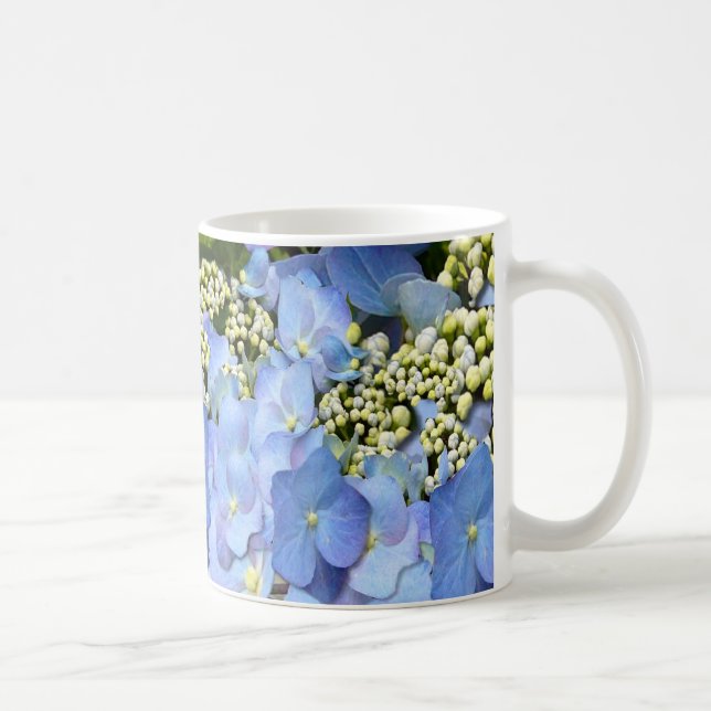 Delikat Blue Lacecap Hydrangea Kaffemugg (Höger)