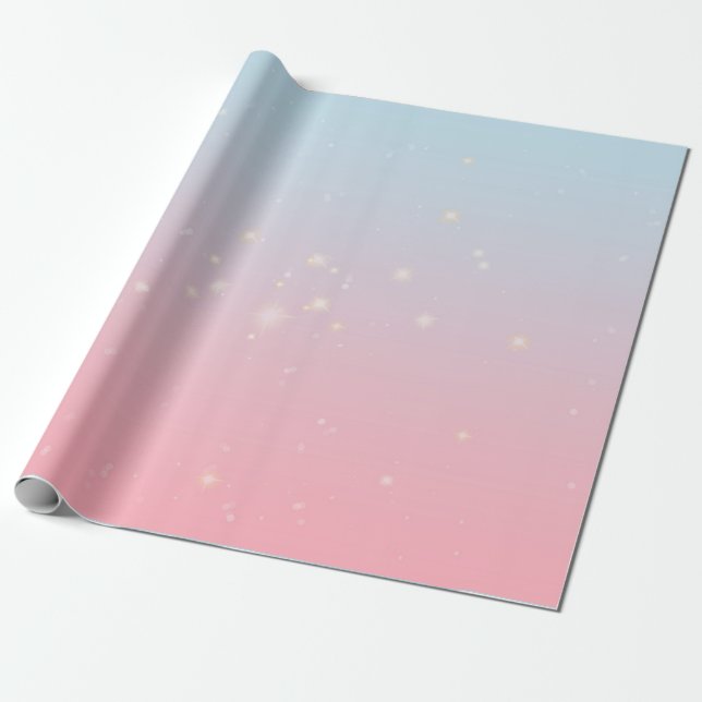 Delikat Blue Rosa Bokeh Aesthetic Gradient Ombre Presentpapper (Utrullad)