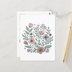 Delikat Boho-Blommigt-kort Vykort