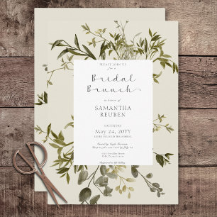 Delikat Boho Greenery Möhippa Brunch Inbjudningar