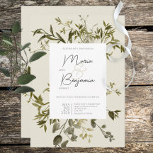 Delikat Boho Greenery Wedding-inbjudan