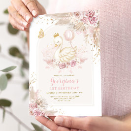Delikat  Boho Svan Princess Girl Birthday Inbjudningar