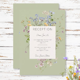 Delikat Boho Wildblomme Grönt Reception Bröllop Tilläggskort