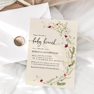 Delikat Boho Wildblommor Baby Brunch-inbjudan Inbjudningar