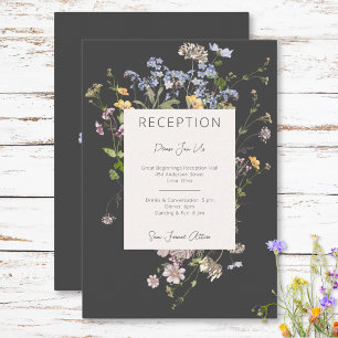 Delikat Boho Wildblommor Charcol Reception Tilläggskort