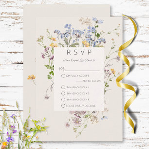 Delikat Boho Wildblommor Cream Tremiddag OSA Kort