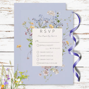 Delikat Boho Wildblommor Periwinkle Tre Middag OSA Kort