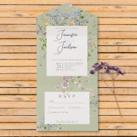 Delikat Boho Wildblommor Sage Grönt nr Middag