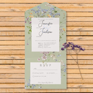 Delikat Boho Wildblommor Sage Grönt nr Middag