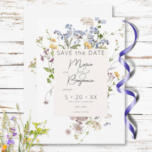 Delikat Boho Wildblommor White Bröllop Spara Datumet