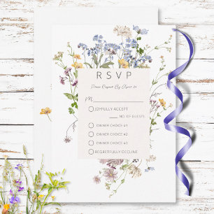 Delikat Boho Wildblommor White Tre Middag OSA Kort