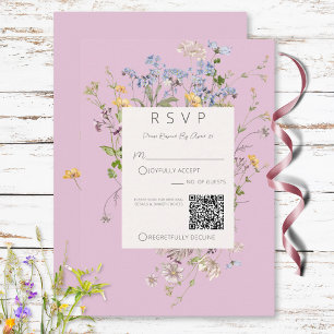 Delikat Boho Wildblommors Rosa QR-kod OSA Kort