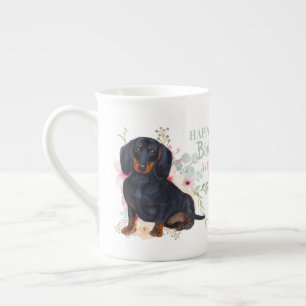 Delikat Bone China DACHSHUND Mamma Birthday Mugg Benporslin Mugg