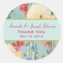 Delikat botaniskt Bröllop-Tack-rund-märke Runt Klistermärke