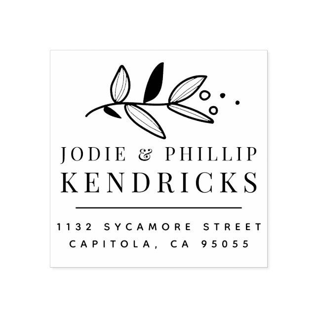 Delikat botaniskt gift par Returadress Stämpel (Tryck)