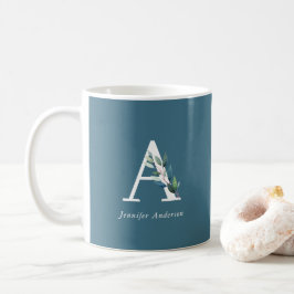 Delikat botaniskt monogram kaffemugg