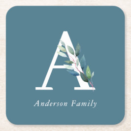 Delikat botaniskt monogram underlägg papper kvadrat