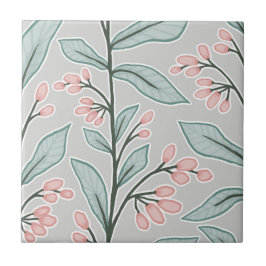 Delikat botaniskt pastel L3 stora växter Kakelplatta