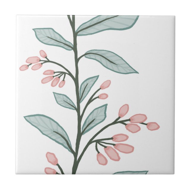 Delikat botaniskt Reverie L4 Stora växter Pastel Kakelplatta (Framsidan)