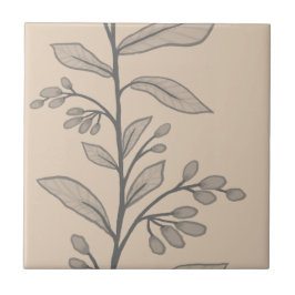 Delikat botaniskt Reverie L5 Large Grått Plants Wa Kakelplatta