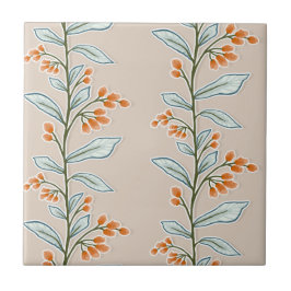 Delikat botaniskt reverie M7 Orange för stora växt Kakelplatta