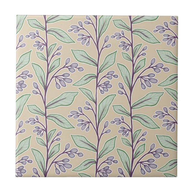 Delikat botaniskt Reverie M8 Lila för stora växter Kakelplatta (Framsidan)